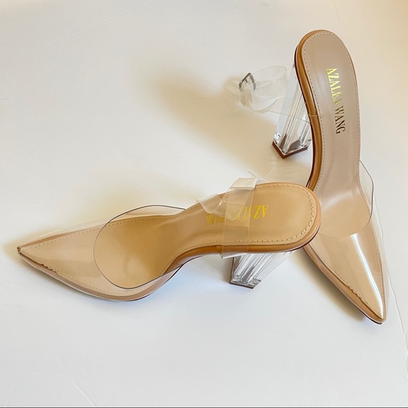🌟 New with Box - All Clear Chunky Pointed Toe Heels - Picture 3 of 14
